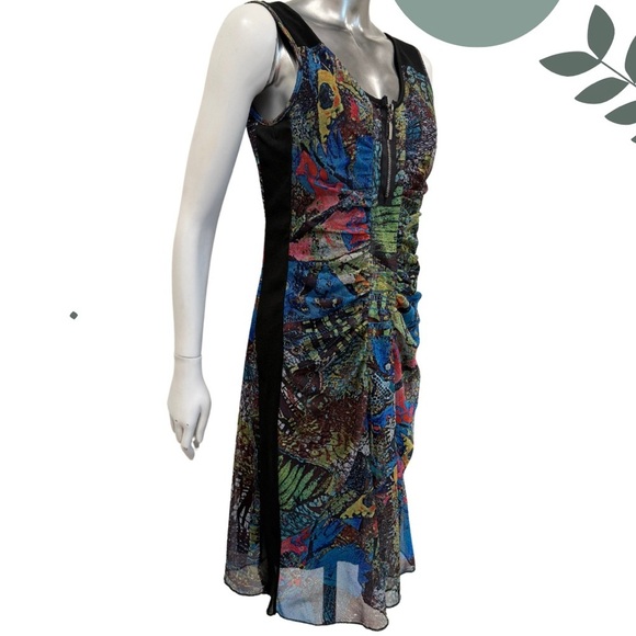 🛍️3/$40 Bold Abstract Print Sleeveless Midi Dress with Front Zipper – Size M - Picture 2 of 6